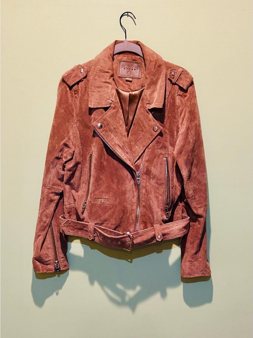 Suede Moto Jacket in Rust - Brand: BLANKNYC